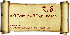 Köröskényi Bolda névjegykártya